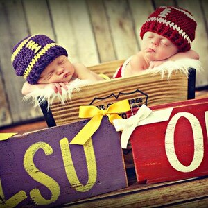Crochet Football Hat – Newborn Baby Beanie, Custom Team Colors image 7