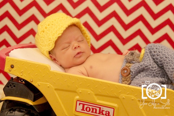 Baby Construction Hat Crochet Newborn 