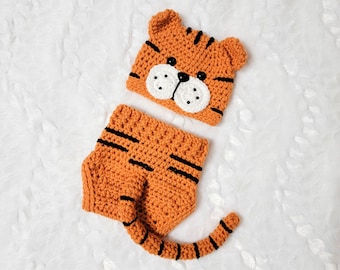 Newborn Tiger Outfit, Baby Tiger hat, Tiger Set, Newborn photo prop, Crochet baby outfit, Halloween costume, childrens Photo Prop