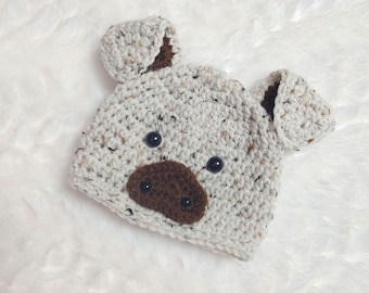 Gehaakte pasgeboren varken hoed, varken babymutsje, dierenmuts, varken beanie, foto prop, pasgeboren foto prop-gehaakte babymutsje, Halloween kostuum