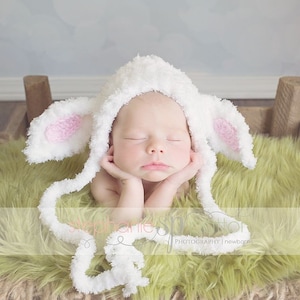 Lamb Bonnet-lil bo peep-Easter-Lamb Hat-Beanie-Newborn photograpy prop-baby costumes-animal hat image 1