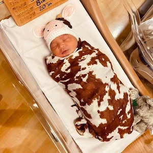 Newborn Cow outfit - Year of Ox - Crochet Cow costume -Cow outfit - Baby animal hat- newborn photo prop - Cow hat- Halloween Costume