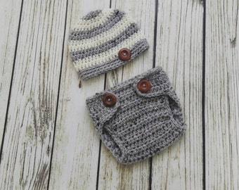 newborn Boy Outfit, hat bottom Set-Crochet Baby Boy outfit -Newborn Boy Photo shoot outfit, Photography Prop, Coming Home Outfit