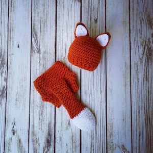 Strój Baby Fox na szydełku-Baby Fox Set-Czapka Lisa-kapelusz dla niemowląt-zdjęcie noworodka-znak kapelusz-strój Baby-kostium