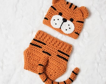 Baby tiger Outfit-Baby Tiger hat-animal hat-Tiger Set-photo Prop-Newborn photo prop-Crochet baby outfit-Halloween costume -Year of the tiger