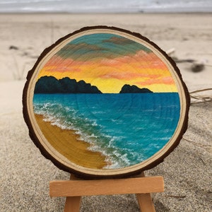 Imanes de nevera pintados a mano / Pinturas de rodajas de madera / Arte de nevera / Imanes de rodajas de madera / Rebanadas de madera pintadas / Regalos amantes de la naturaleza / Regalos artísticos