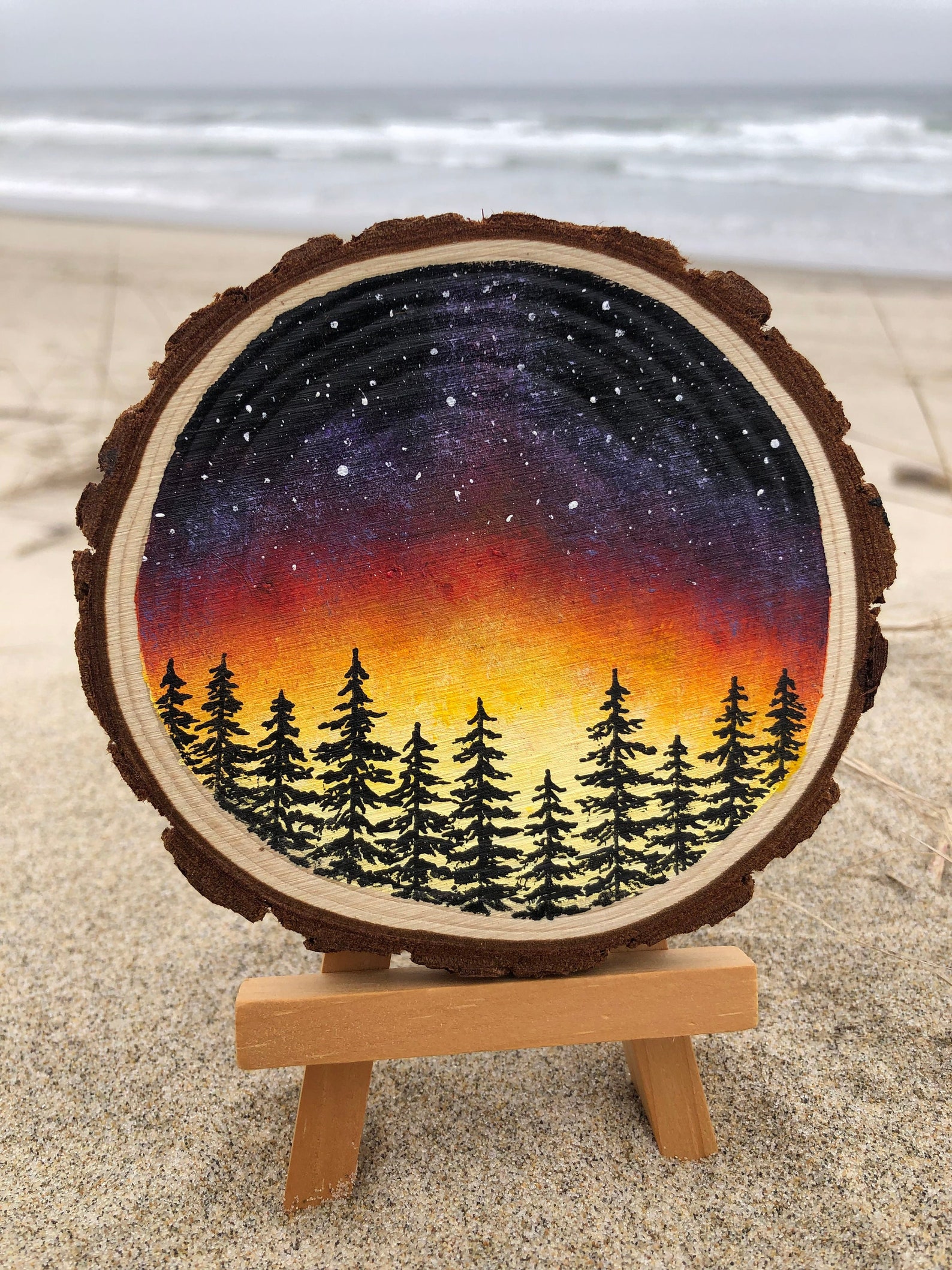 Hand Painted Fridge Magnet | Painted Wood Slice | Wood Slice Magnet ...