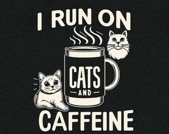 Camiseta de gatos y cafeína - Camiseta de mezcla triple para amantes de los animales