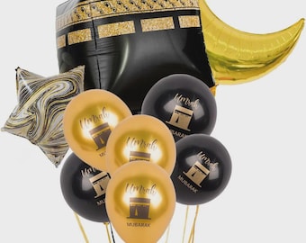 Umrah Mubarak 4D Kaaba Balloon Kit – Moon, Stars & Latex Balloons