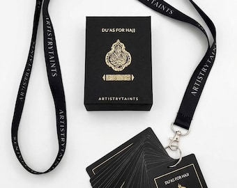 Tarjetas de oración y guía para el Hajj con cordón y anillo.