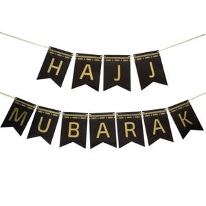 Hajj Mubarak Girlande mit Goldfolie - Elegante Papiergirlande