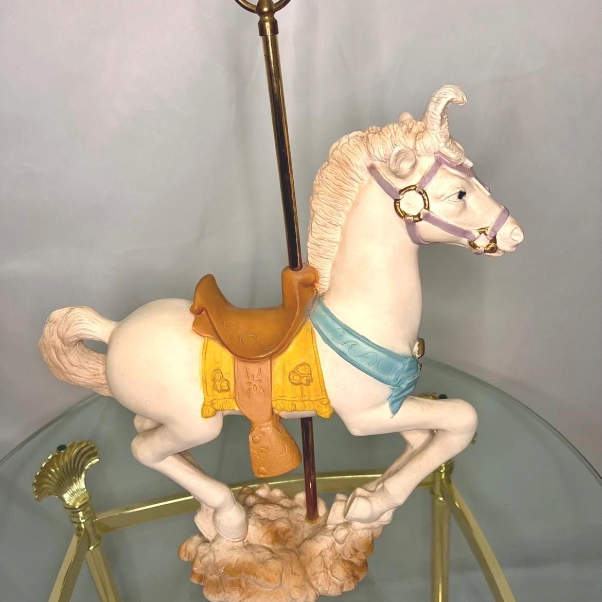 Vintage Large Beautiful Ornate Carousel Horse ~16”H Heavy (5lb 5oz) Colorful - Centerpiece Child Room Decor