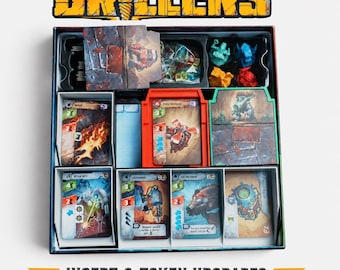 Drillers Board Game Insert Organizer | Sleeved Cards Supported | Lidded Modular Storage