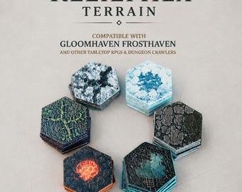 Reliëfhexterreintegels | voor Frosthaven, Gloomhaven Tabletop RPG's, D&D | 2,5D-textuur