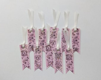Pink Floral Gift Tags - Hand Painted, Set of 10