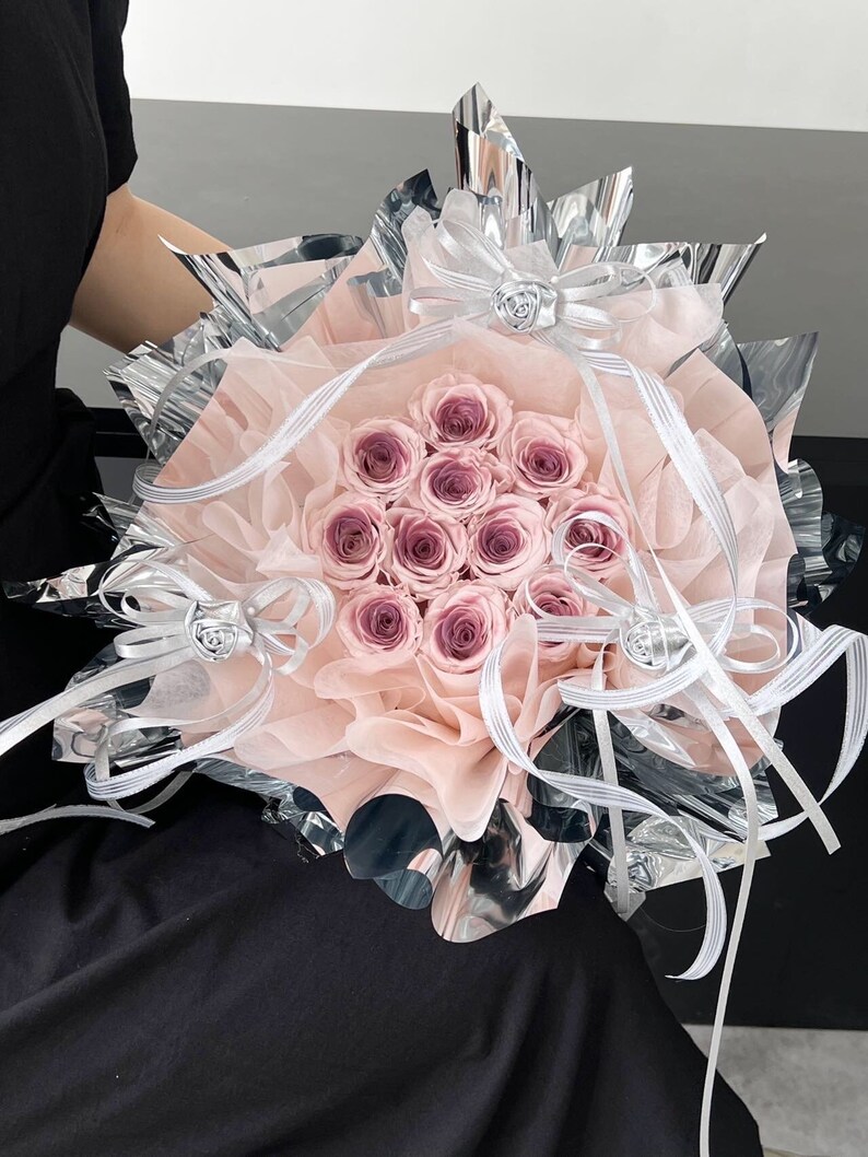 Preserved Rose Flower Bouquet 11 Stalks Handmade Flowers Wedding ...