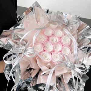 Preserved Rose Flower Bouquet 11 Stalks Handmade Flowers Wedding ...