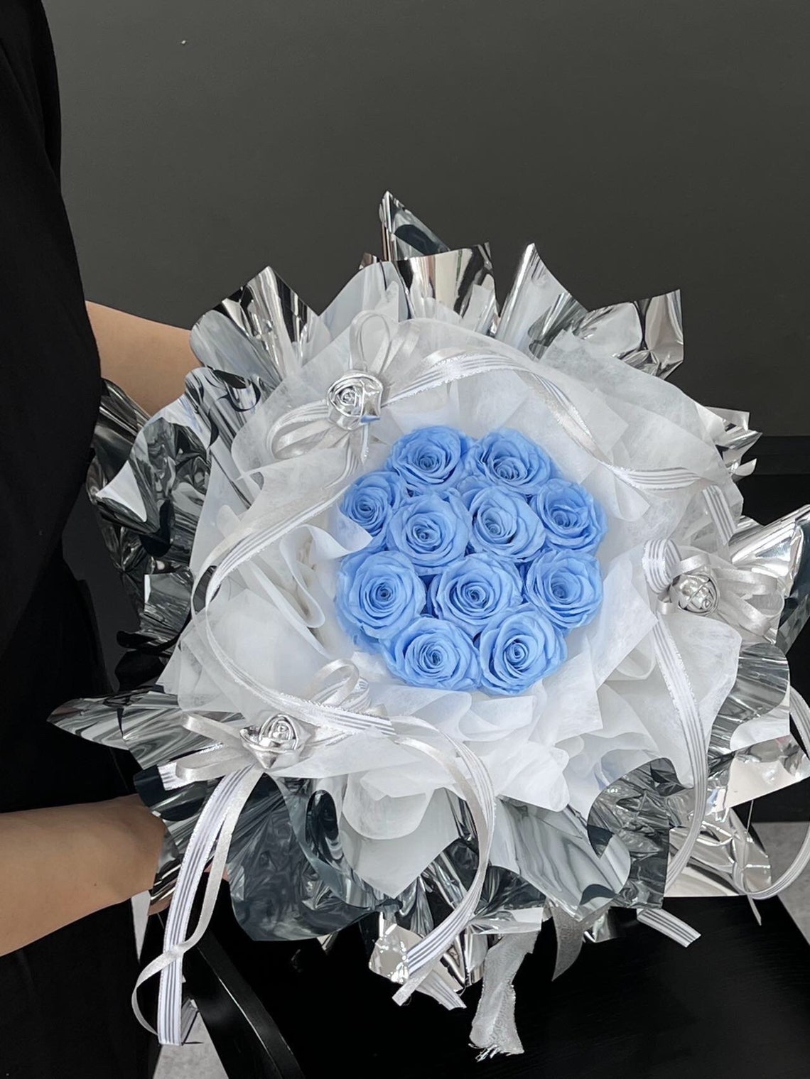 Preserved Rose Flower Bouquet 11 Stalks Handmade Flowers Wedding ...