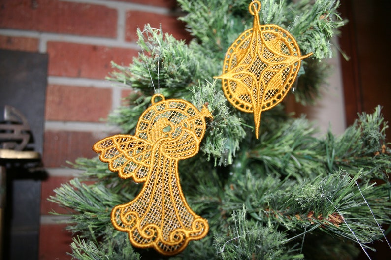 Embroidered Lace Nativity,Christmas Nativity,Jesus,Mary,Joseph,Star,Angel,Christmas Ornaments,Gold Christmas Ornaments,3D SEWBUSY12 FSL