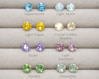 Orecchini minimalisti in cristallo, borchie in argento sterling, orecchini Swarovski colorati da 6 mm, orecchini impilabili delicati per tutti i giorni, regalo per la migliore amica