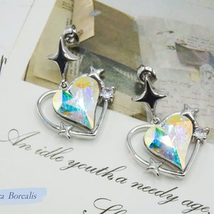 Swarovski Crystal Jewelry, Rainbow Silver Earrings on Post Cards