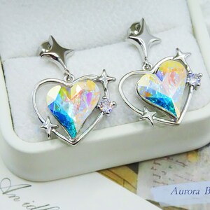 Swarovski Crystal Jewelry, Rainbow Silver Earrings on White Jewelry Box 2