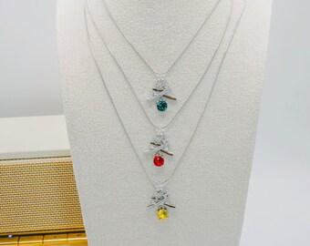 Genuine Swarovski Crystal Christmas Tree necklace, Christmas Tree Pendant Evergreen Tree Necklace,Holiday Festive Necklace Christmas Jewelry