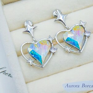 Swarovski Crystal Jewelry, Rainbow Silver Earrings on White Jewelry Box 3