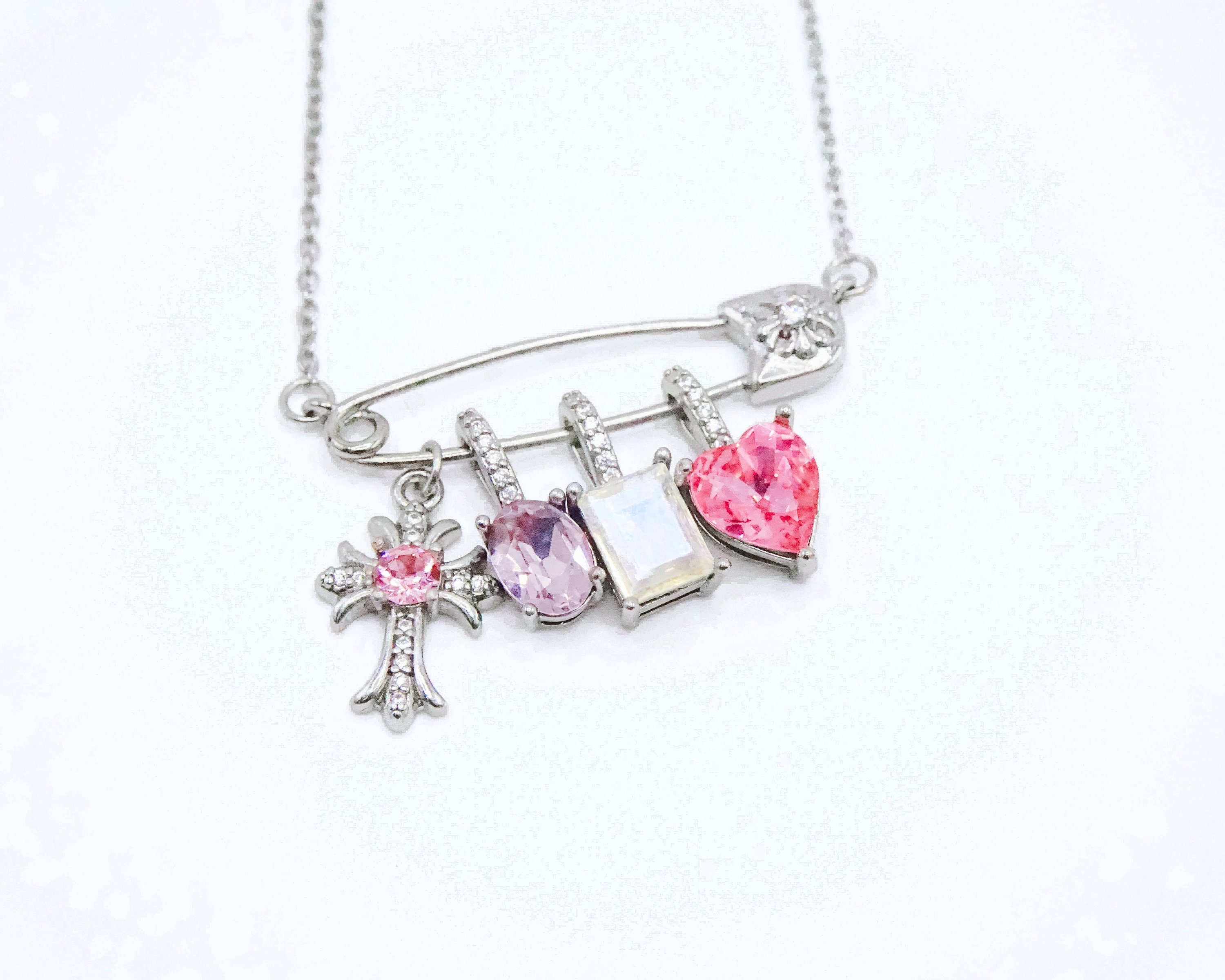 Chrome of Hearts Safety Pin Necklace - Etsy Chrome of Hearts Safety Pin Necklace - Etsy