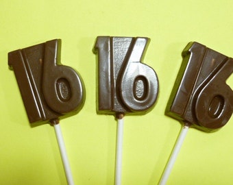 1 dozen Sweet Sixteen Chocolate Lollipops