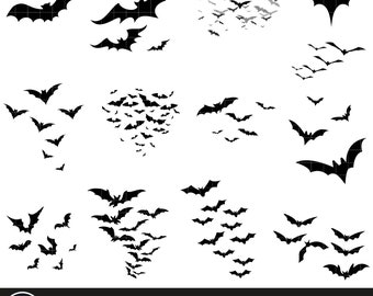 Flying Bats SVG PNG Bundle, Halloween Bat Decor (Cut Files)