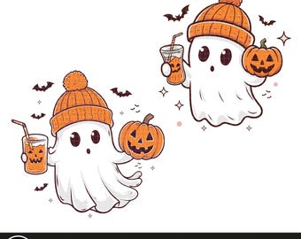 Halloween cute ghost svg png, Halloween boujee ghost png, Coffee ghost png, Pumpkin ghost svg, Bougie png, Boujee png, Spooky ghost svg png
