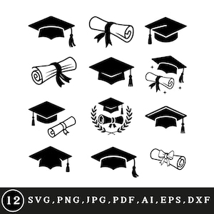 Paquete SVG de birrete de graduación, birrete de graduación PNG, Graduación 2025, Silueta de birrete de graduación, Clase de 2025 SVG