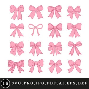 Pink coquette bow svg bundle, Coquette bow png, Pink ribbon svg, Hair bow png, Coquette ribbon svg, Cute bow svg