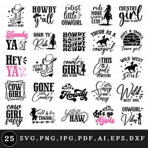 Cowgirl svg bundle, Cowgirl quotes svg, Cowgirl boots svg, Country girl svg, Sassy svg, Western svg, Cowgirl hat svg, Howdy svg, Cricut file