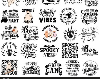 Halloween SVG Bundle, Spooky Quotes Clipart (Digital Files)