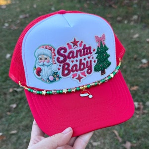 Santa Baby Festive Faux Patch Christmas Hat | Faux Patch Trucker Hat