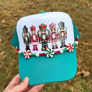Nutcracker Faux Patch Christmas Hat with Hat Chain | Faux Patch Trucker Hat
