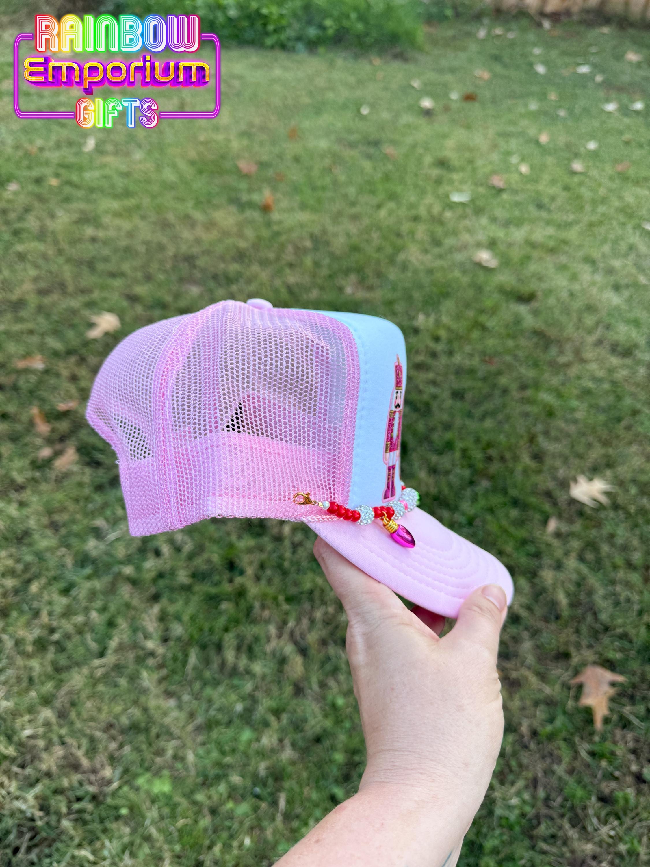 Pink Nutcracker Christmas Trucker Hat | Faux Patch, Hat  display picture 1