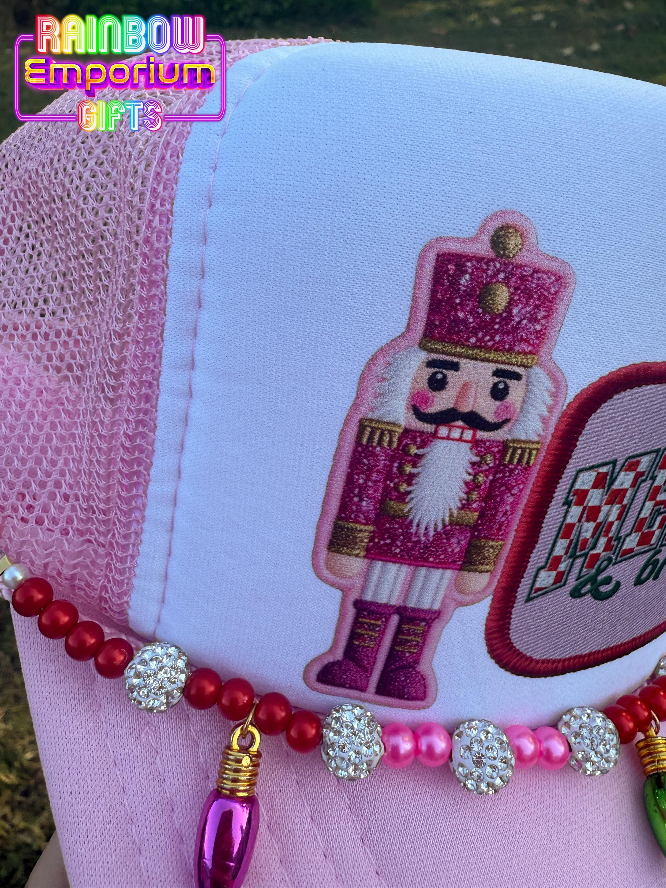 TIS the SEASON Holiday Christmas PINK Nutcracker Trucker Hat NEW Boutique Pink Nutcracker Christmas Trucker Hat | Faux Patch, Hat  main image 2