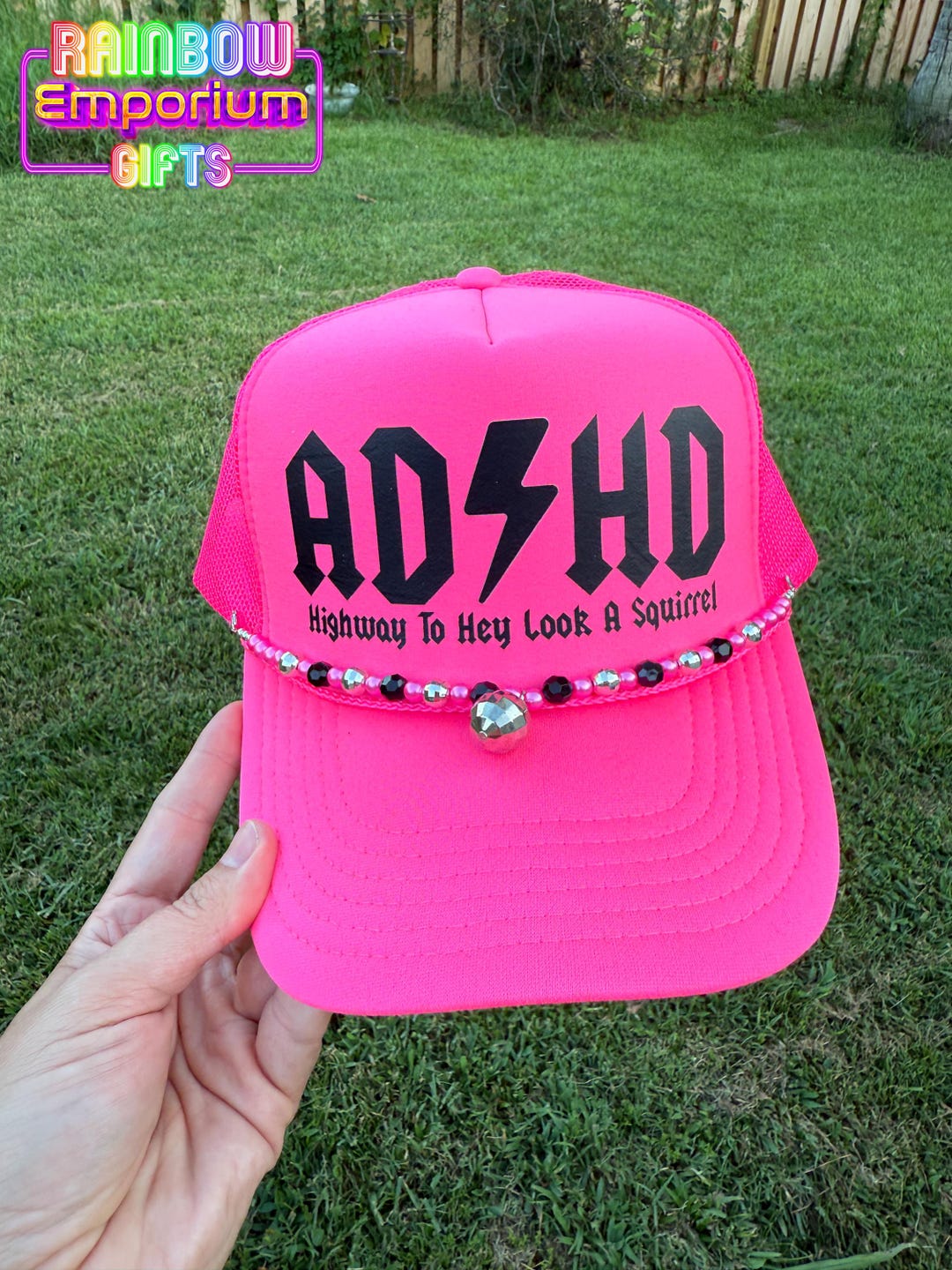 ADHD Hot Pink Trucker Hat: Highway to Hey Look a Squirrel! With Hat ...