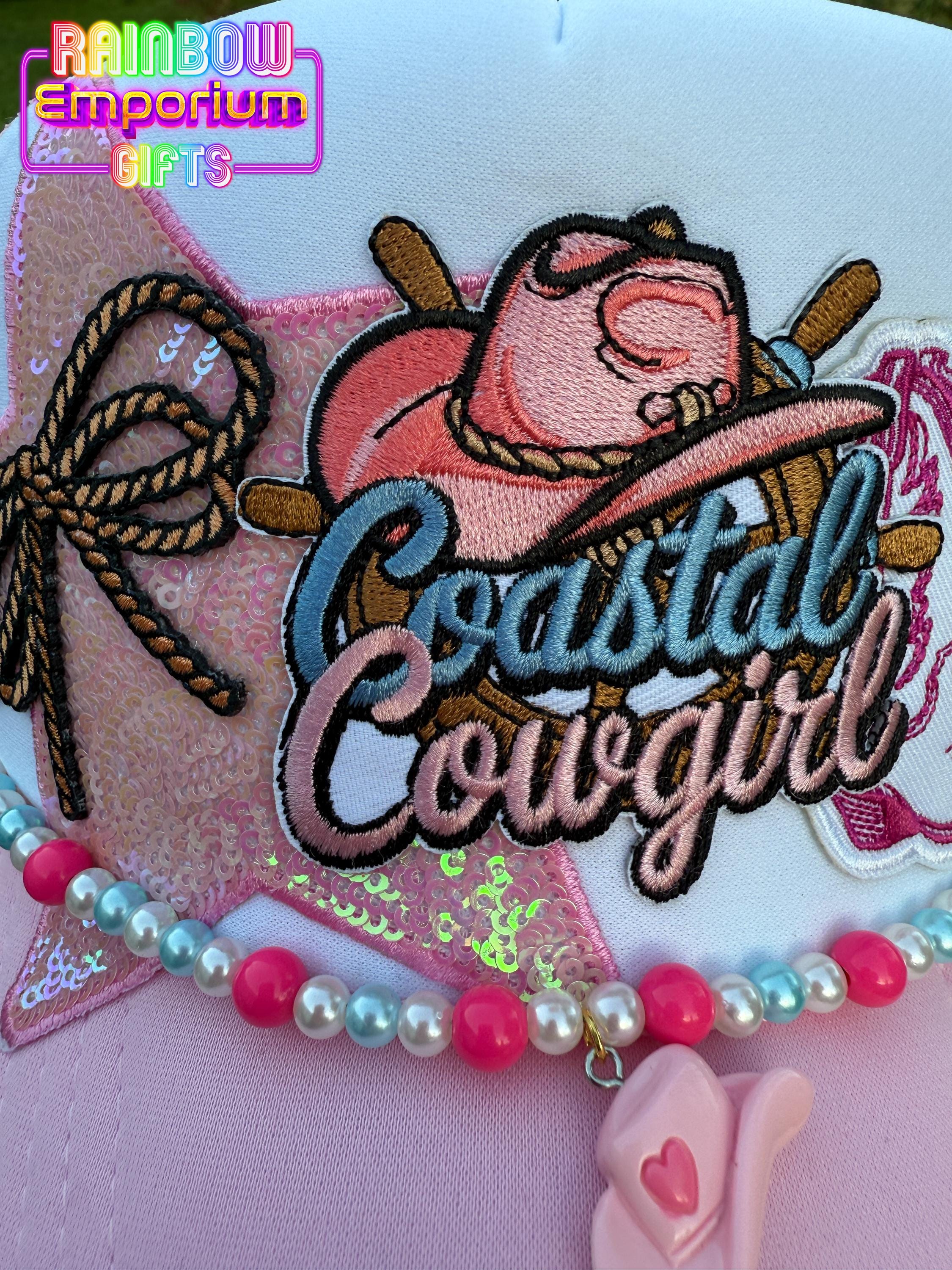 Coastal Cowgirl Glitter Trucker Hat Coastal Cowgirl Beach Club Patch Trucker Hat – LocalBeach main image 4