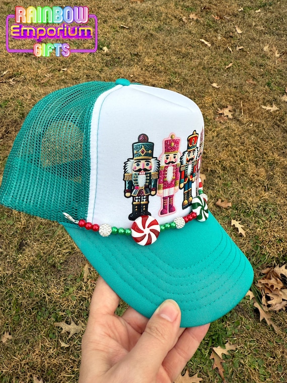 TIS the SEASON Holiday Christmas GREEN Nutcracker Trucker Hat NEW Snapback Tis the Damn Season Trucker Hat Christmas Retro Hat Funny  main image 2