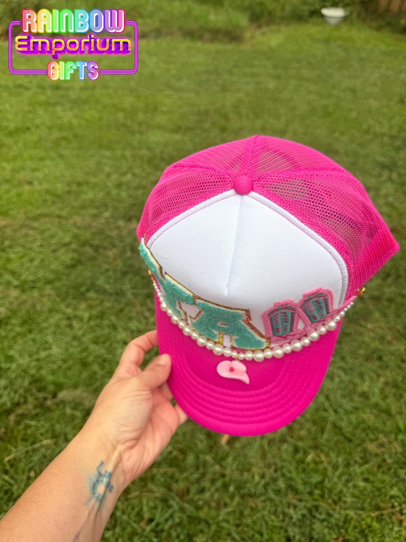 Pink Rv Hat Pink Y'ALL Trucker Hat: Western Cowgirl Style With Optional Pearl Chain ...