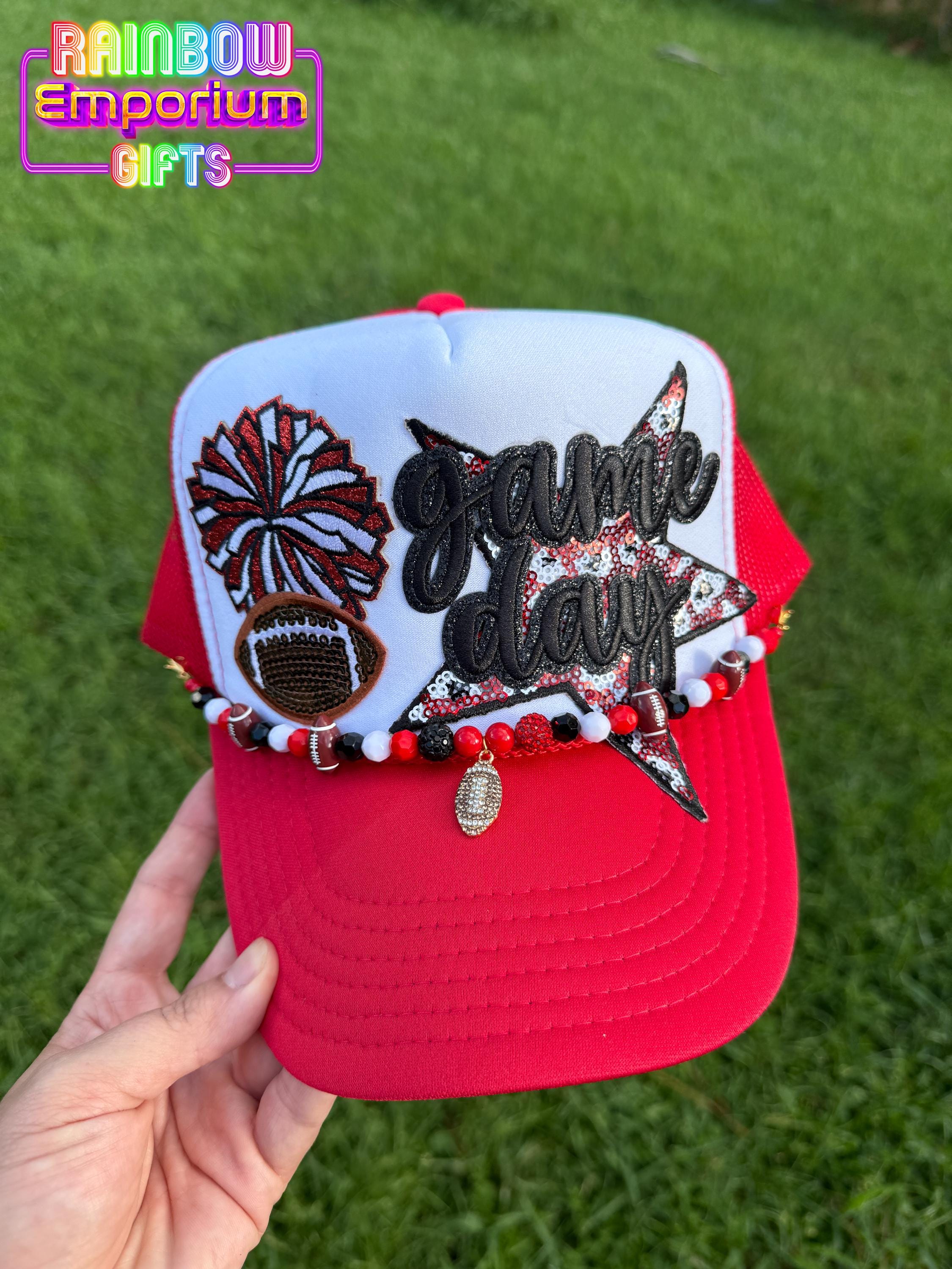 Game Day Spirit Hat with Beaded Brim – Custom Logo Cap SALE 50% OFF - Cotton Unisex Baseball Cap With Beaded Patch  main image 4