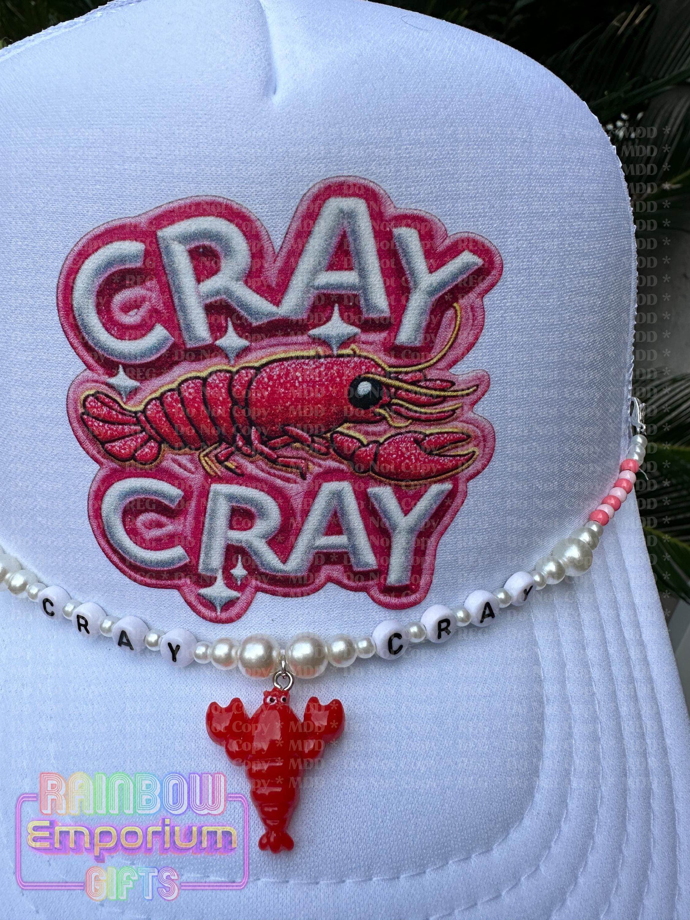 Cray Cray Crawfish Faux Patch Print Trucker Hat With Pearl 
