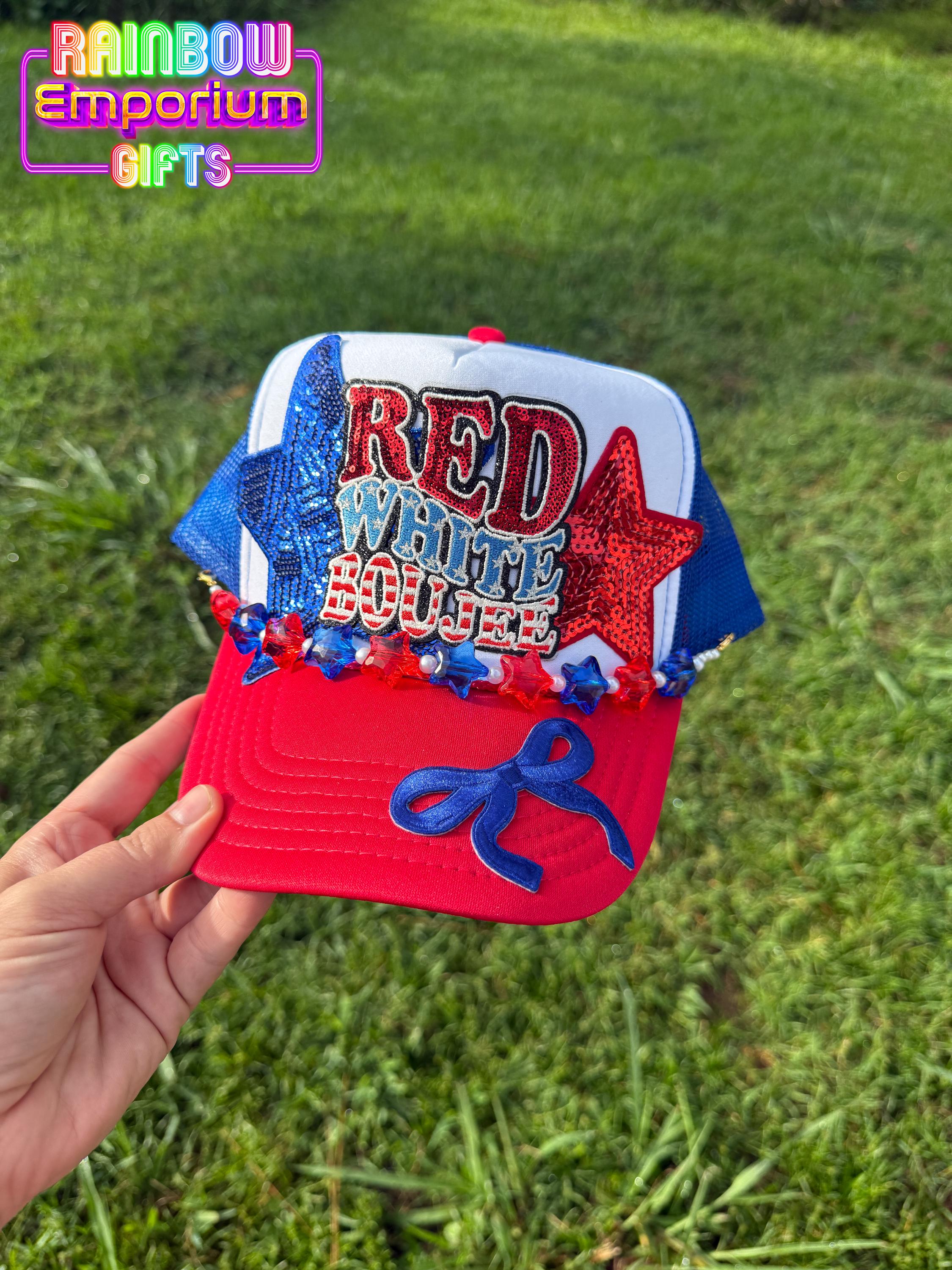 ❤️??Red, White & Blue ‘LOVE USA\' Trucker Hat with Bead Trim bundle USA Chenille Letters Trucker Hat - Red White and Blue – Ali  main image 4