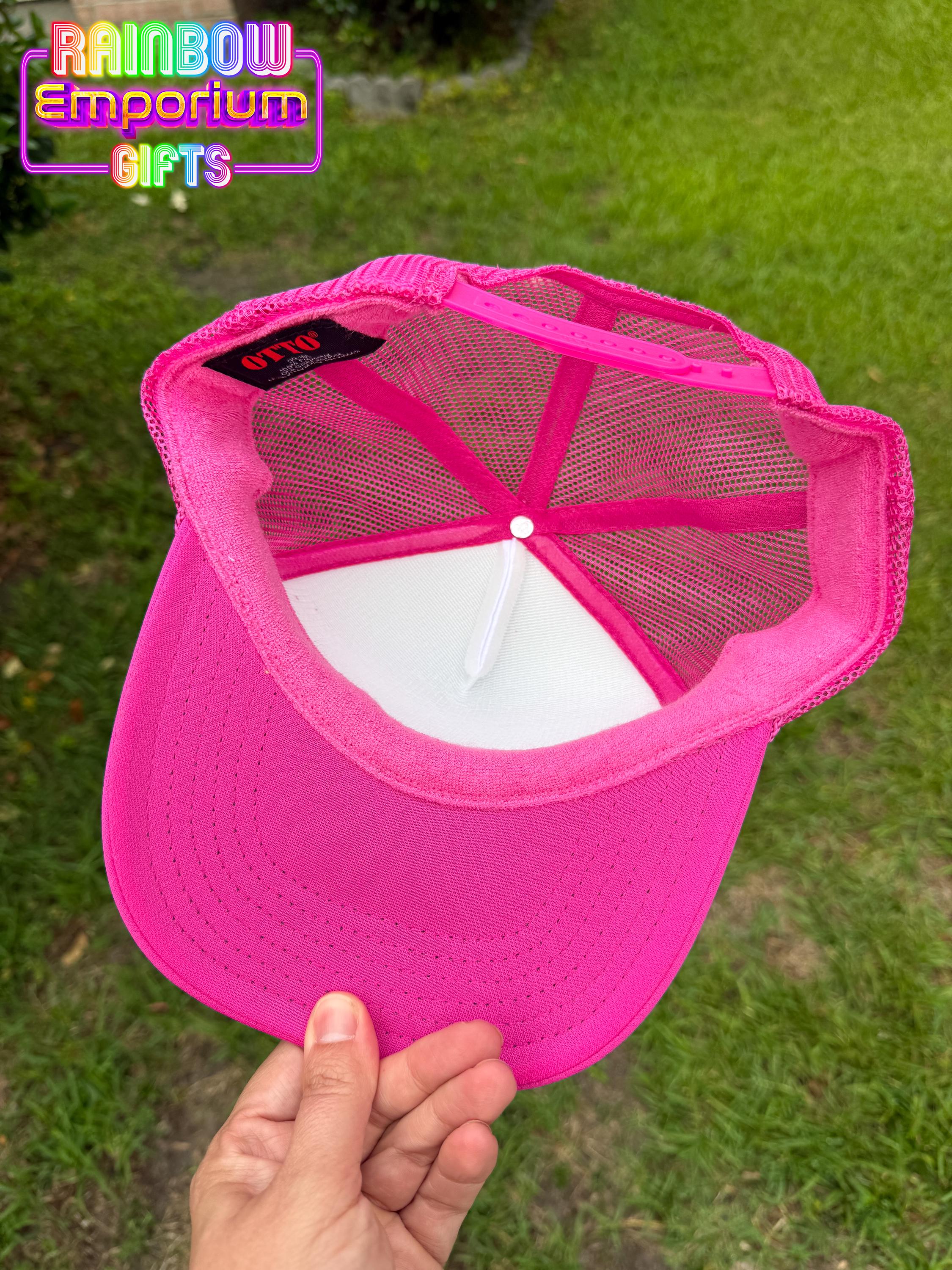 ???PINK MAMA Checkered Trucker Hat Hot Pink  main image 3