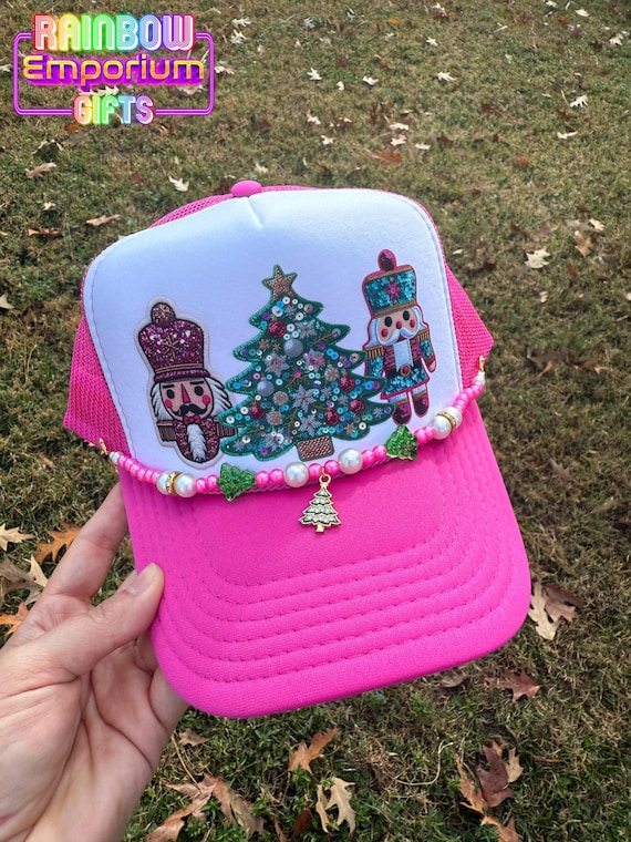 Nutcracker Design Pink Women\'s Cap Pink Nutcracker Christmas Trucker Hat | Faux Patch, Hat  main image 2