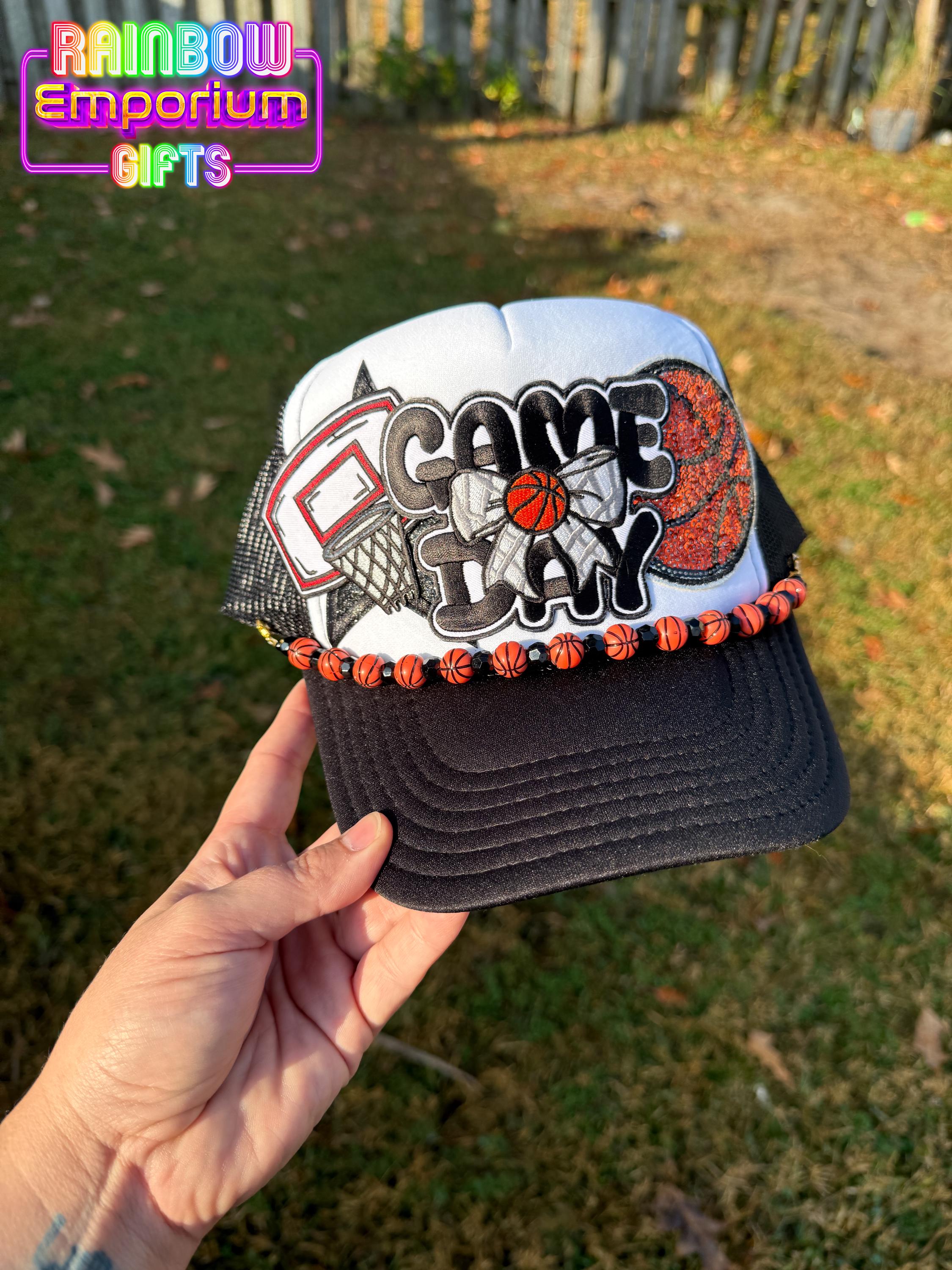 Customized Trucker Junk Hat CD Embellished Patch Cap in White & Black Men Trucker Junk Hat - Etsy main image 4